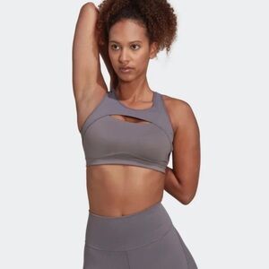 Adidas Coreflow Studio medium support yoga wind bra grey size large DD